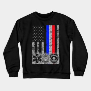 Fire Police Emt Responder Flag Crewneck Sweatshirt